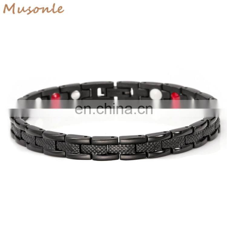 Silver and gold plated stainless steel magnetic bracelet powerful mens magnetic therapy bracelet