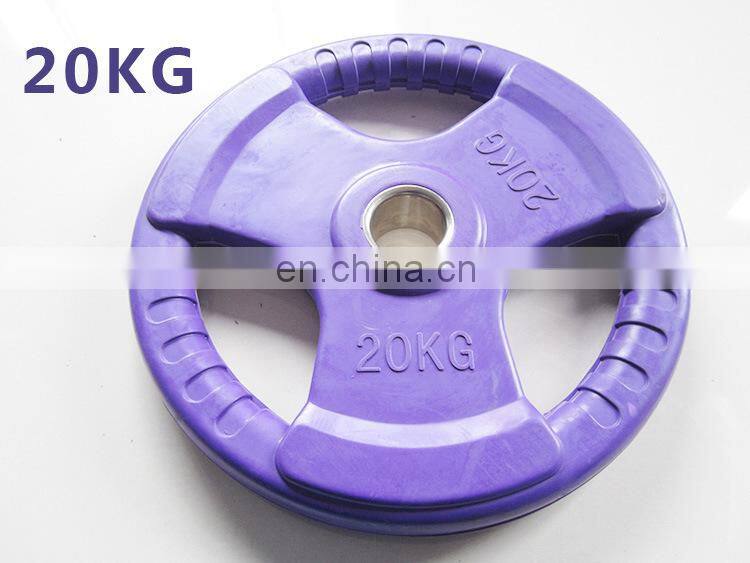 Three hole color rubber package iron barbell plate