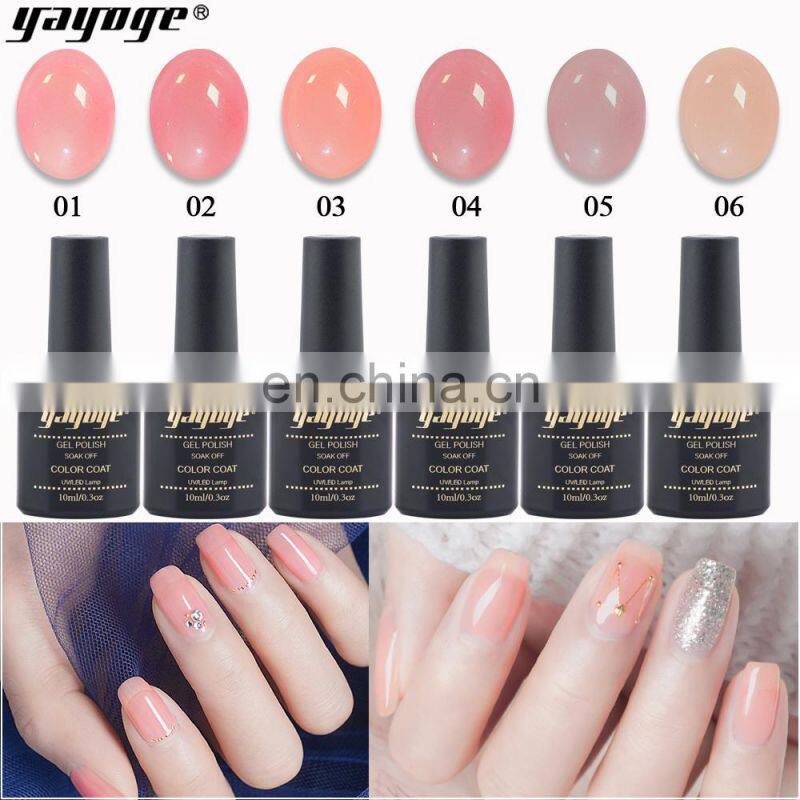 Gel colors factory 6 colors color uv gel nail polish nude series jelly gel polish 10ml private label