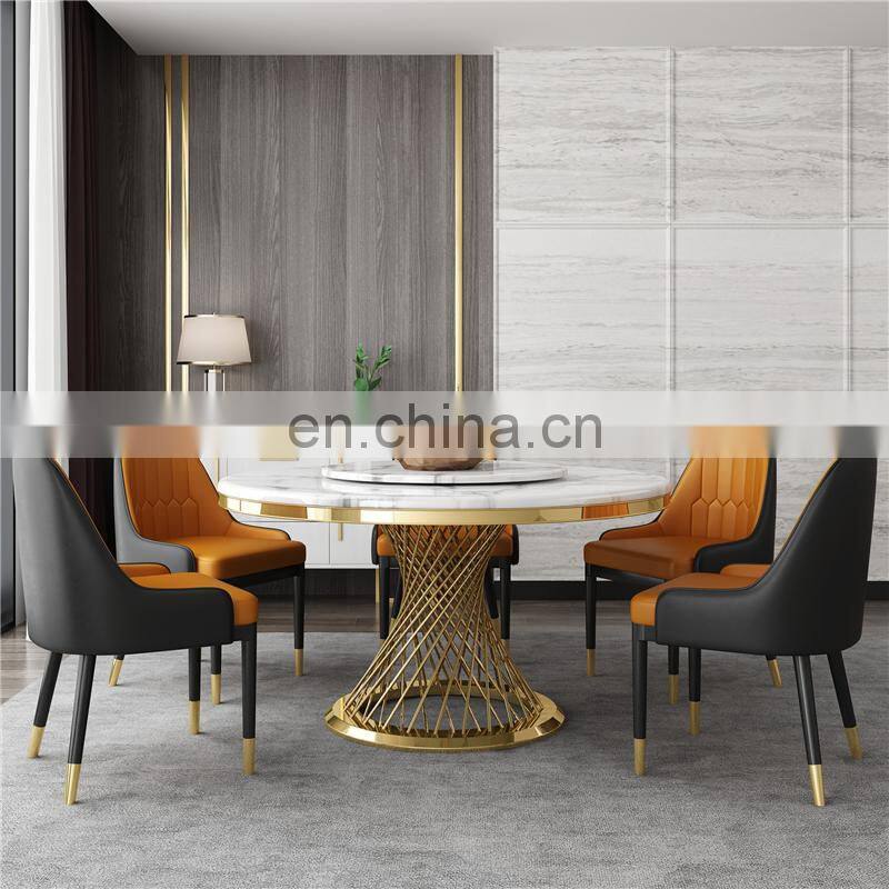modern style round marble dinning table set dining room furniture