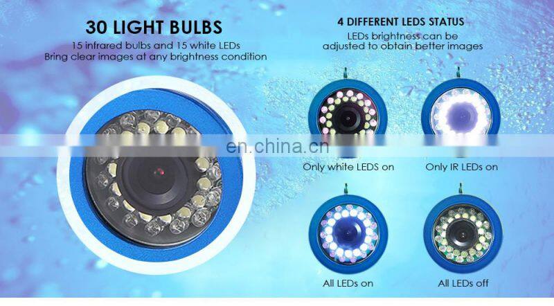 30M 1000TVL Fish Finder Underwater Fish Finder with 7.0 Inch Display Professional Fishing Camera 15 Infrared Bulbs 15 White LEDs