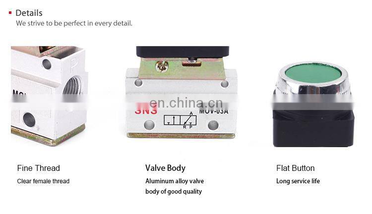 SNS MOV series 1/8 electric roller lever pneumatic mechanical control valve with botton