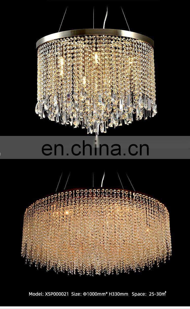 Modern Custom Luxury Hotel K9 Crystals Chandelier Large Round LED Pendants Lights Wedding Home Lighting