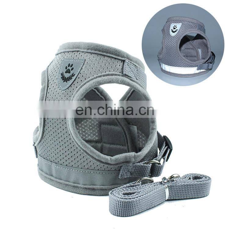 Dog Harness with Leash Summer Pet Adjustable Reflective Vest Walking Lead for Puppy Polyester Mesh Harness