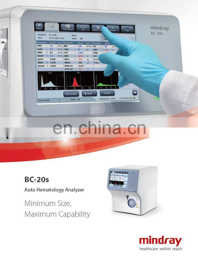 Mindray Auto hematology analyzer mindray bc-20s with wifi port for medical laboratory equipment BC-20S