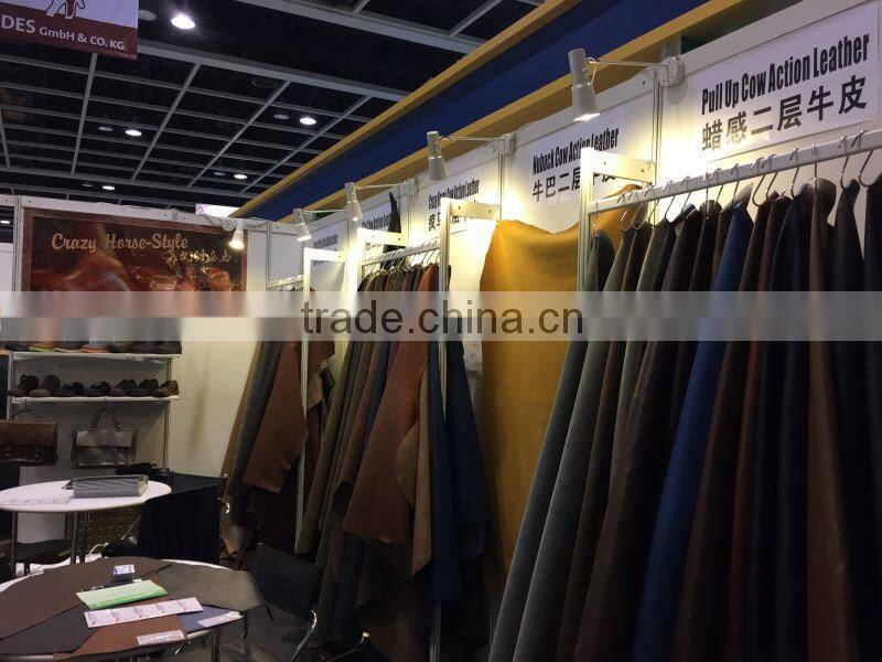 split cowhide leather two tone pull up leather