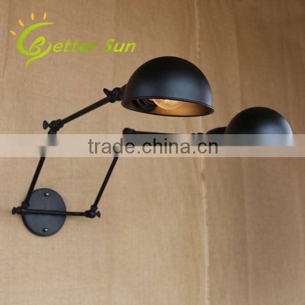 Double-headed Adjustable Swing Arm Black Iron Interior LED Wall Light