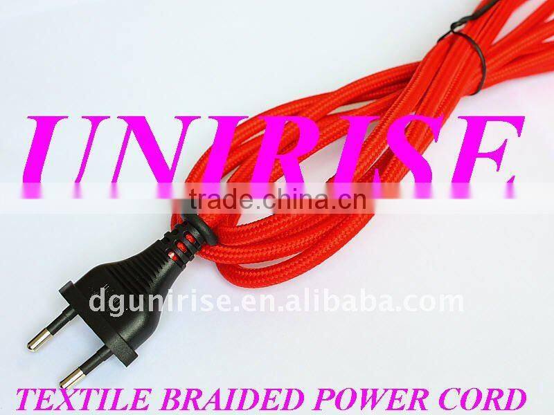 Europe standard electrical plug with textile power cord