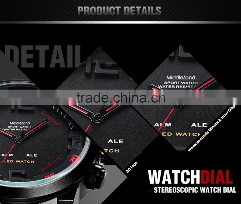 2015 hot style led iron watches brand watch LED watch red &blue light women&men style