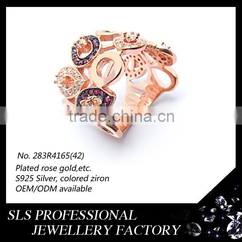 Latest fashion jewelry for women rose gold plated silver half finger rings