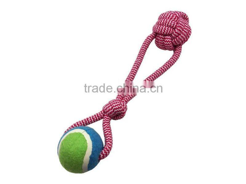 Pet product cotton rope rubber ball toy for dog