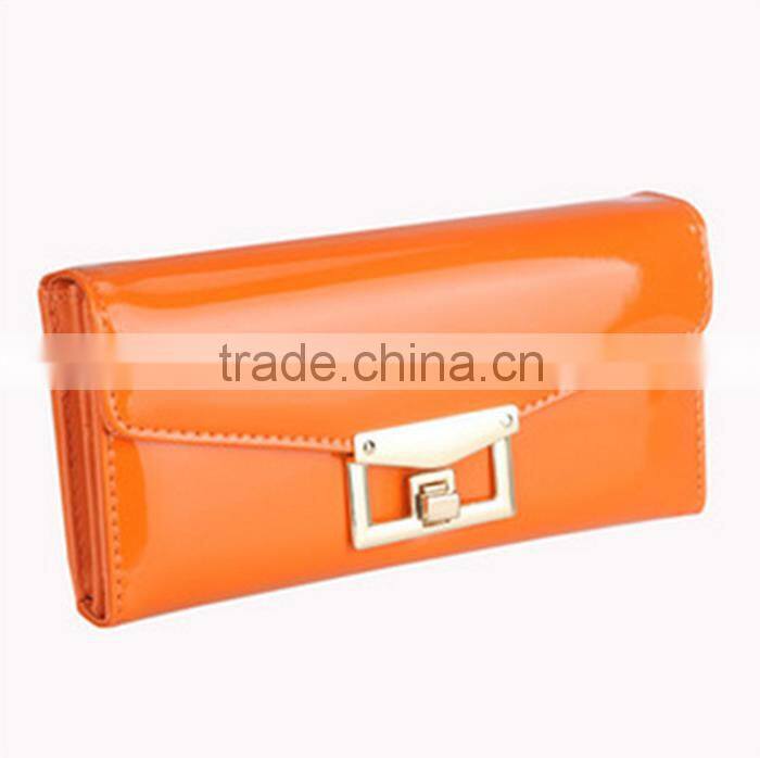Fashion bright pu lady long wallet