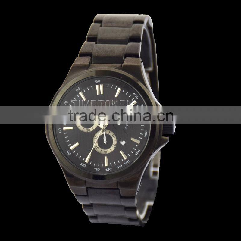 Chronography Sports Quartz Men Watches Stainless Steel Water Resistant Watch With Date Window Frame