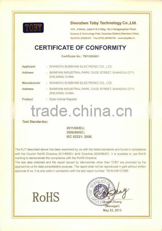 Solar Ultrasonic Powered Mole Repeller/Rat Repellent/Mice Repeller