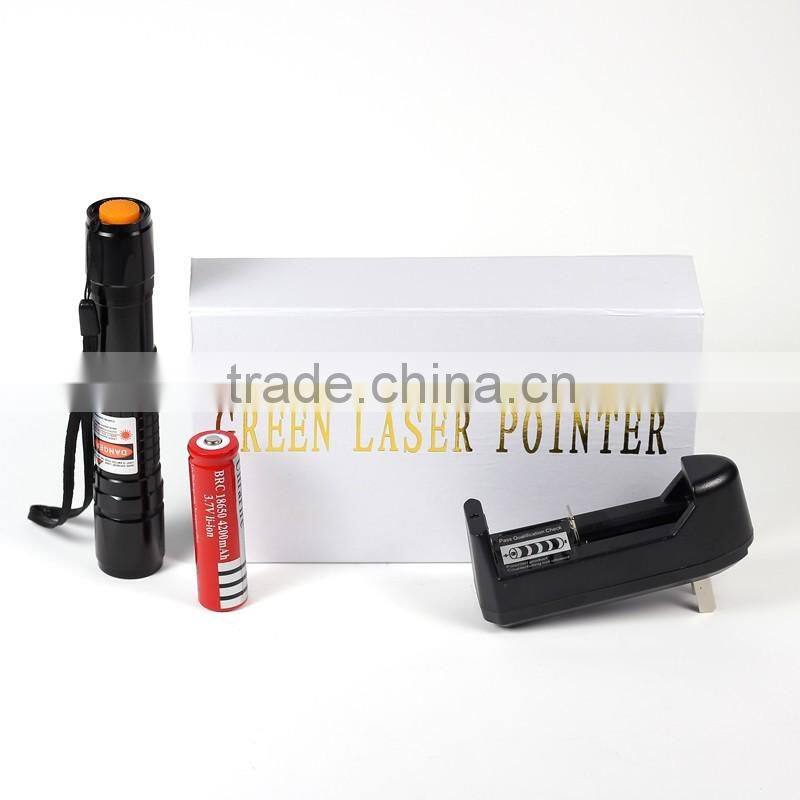 Wholesale red laser pointer 50mw black silver housing