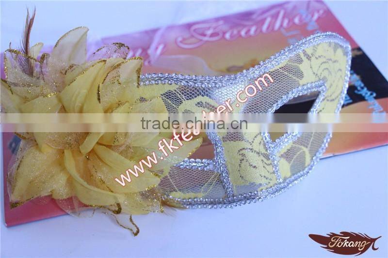 Party Supplies Birthday Yellow Plastic Halloween Mask With Artificial Flower