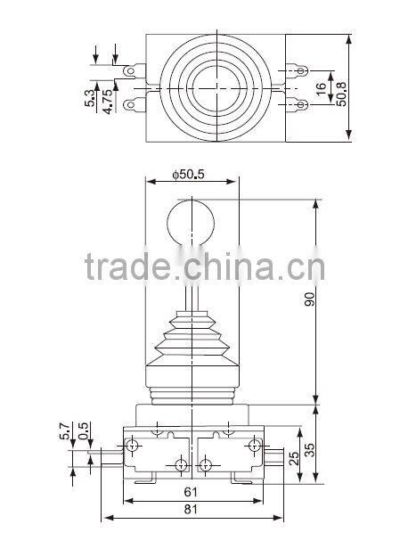 CNTD Round Type Joystick Switch 4NO Four Position Go-on Type Monolever Switch CMRS-304-1