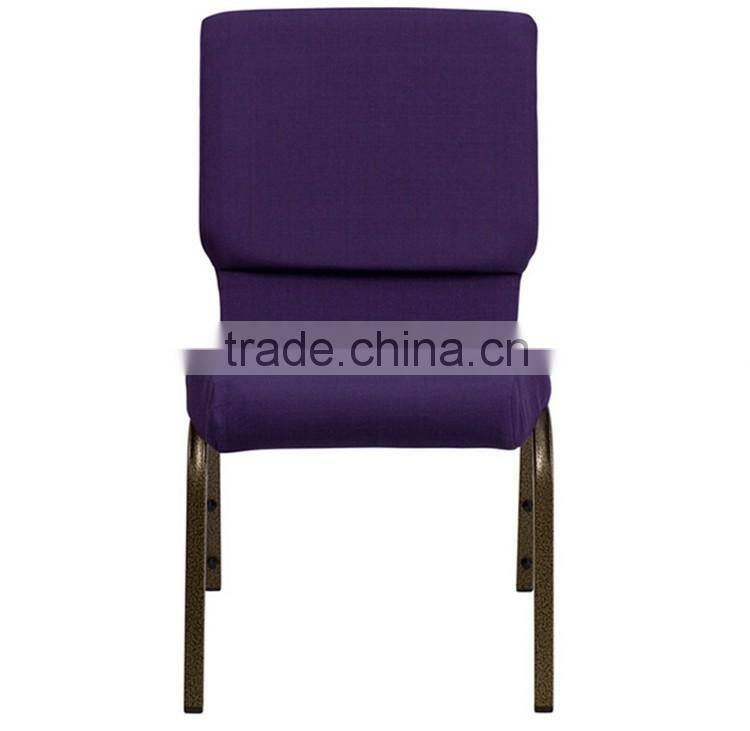 Wholesale cheap stacking metal church chairs with iron tube and fabric cushion