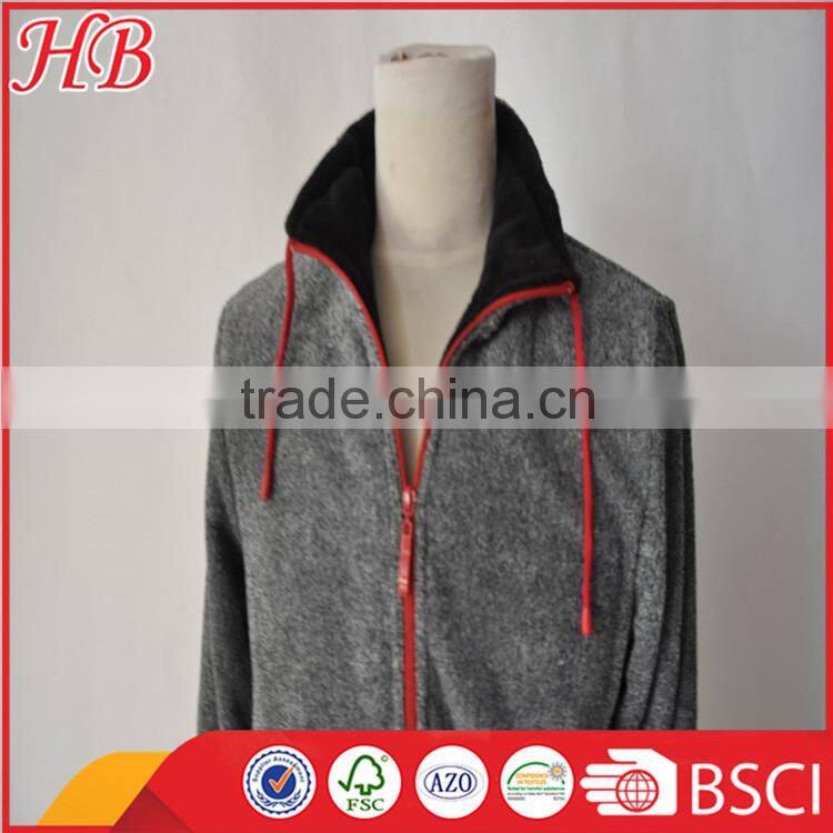 coral fleece zip bathrobe