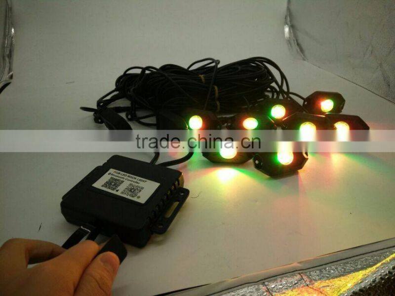 RGB LED Rock Light With Bluetooth / Cell Phone / Timing / Music Mode / Flashing / Automatic Control Under OffRoad Truck SUV ATV