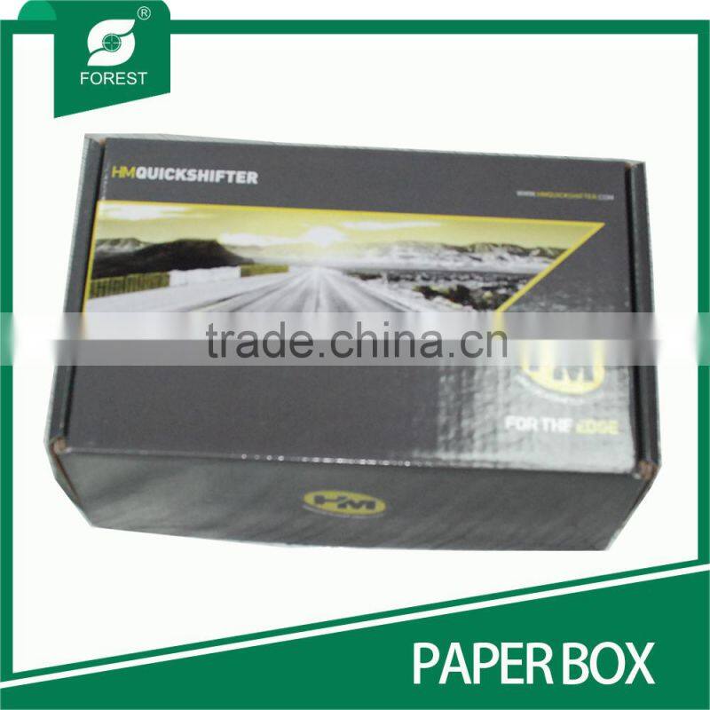 CUSTOMIZED BLACK GLOSSY VARNIAHED CORRUGATED PAPER BOX FOR ELECTRONIC