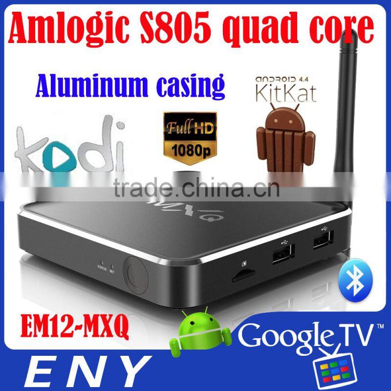 EM12-MXQ kodi14.1 RJ45 802.11b/g/n wifi bluetooth4.0 Amlogic S805 quad core android 4.4 smart tv box firmware