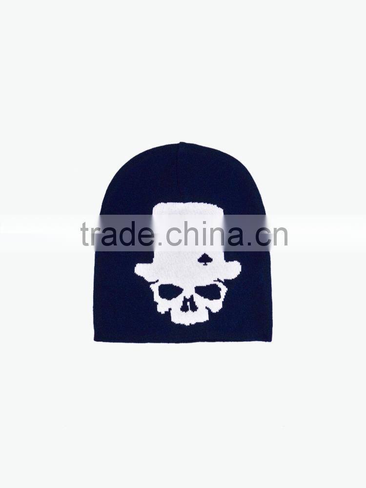 flat embroidery black hip-hop knitted beanie hat