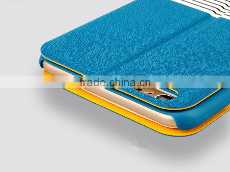 Striped Pattern Design Mobile Phone Case Assorted colours Standing Leather Case For iPhone 6
