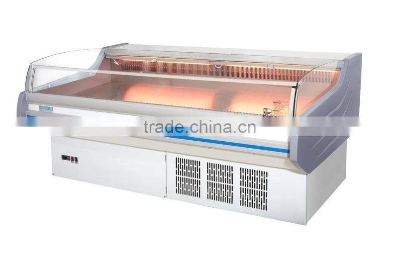 mini deli food showcase serve counter white color back with storage