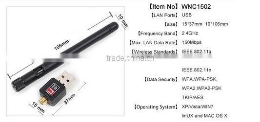 USB Wifi Router 150Mbps Wireless Adapter 150M Computer LAN Card Antenna For Laptop