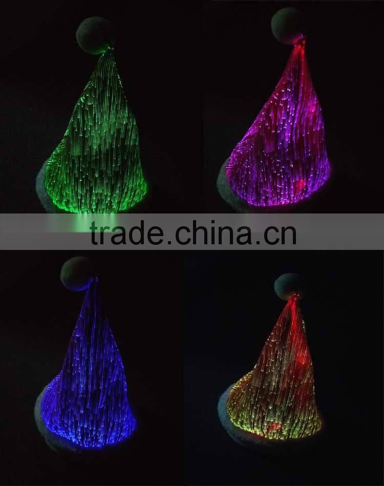 Optical Fiber Fabric luminous lighting led santa claus hats