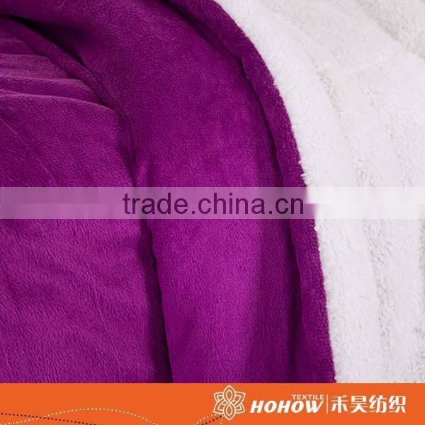 100% Polyester fiber blanket purple flannel warm plain blankets