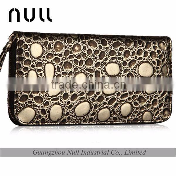Luxury zippered laides clutches real leather import cell phone cute wallet