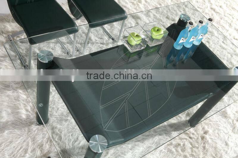 L820B Glass Top Stainless Steel Frame Dining Table Designs with Extension