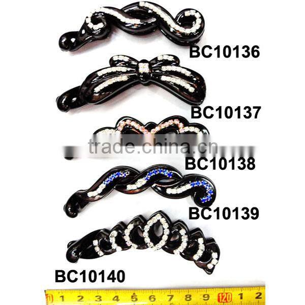 assorted fashion clear rhinestone plastic hair clips in stock
