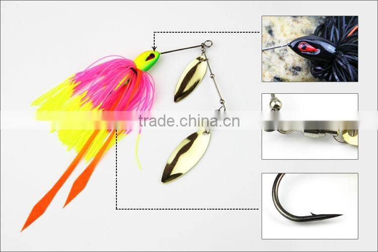Skirt Spinner Bait Mental Fishing Lure Jig Head Spinning Fishing Lure