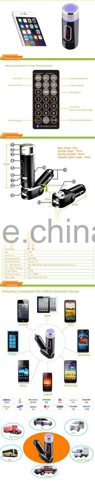 Car Kit Bluetooth MP3 Player Cars Charger FM Transmitter For Mobile