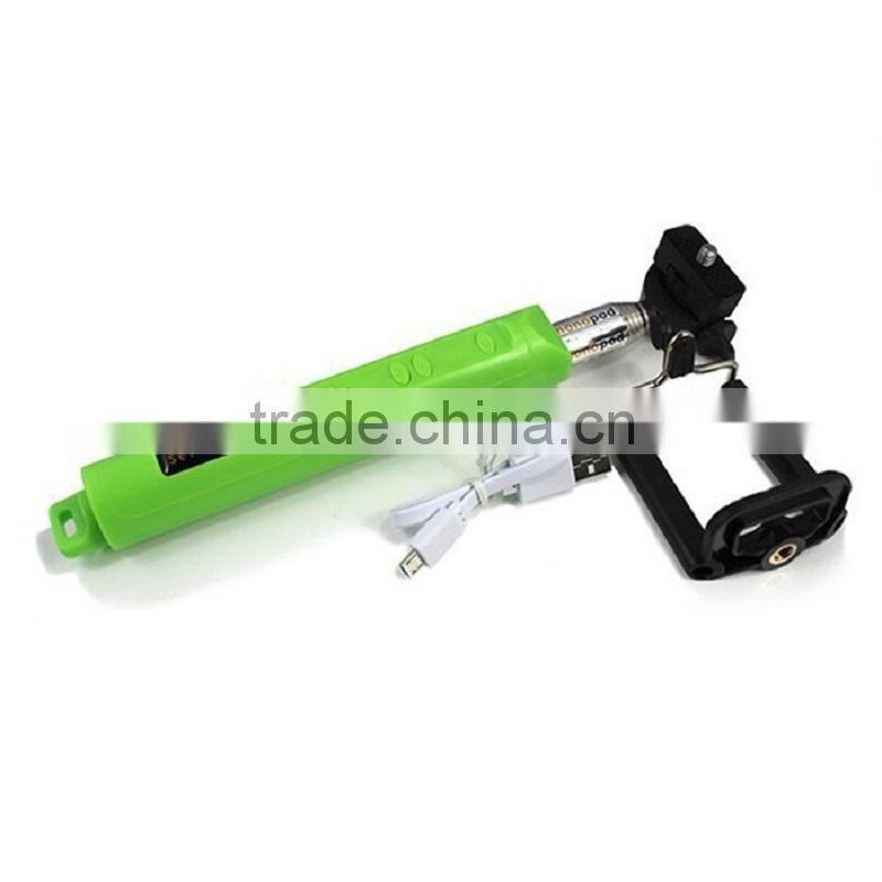 2015 New Promotion Handheld Wireless Bluetooth Shutter or Cable Selfie Stick Monopod Extendable For Phone