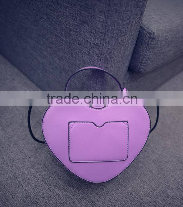 2016 fashiom style bag heart shape lady shoulder bag high quality PU handbag