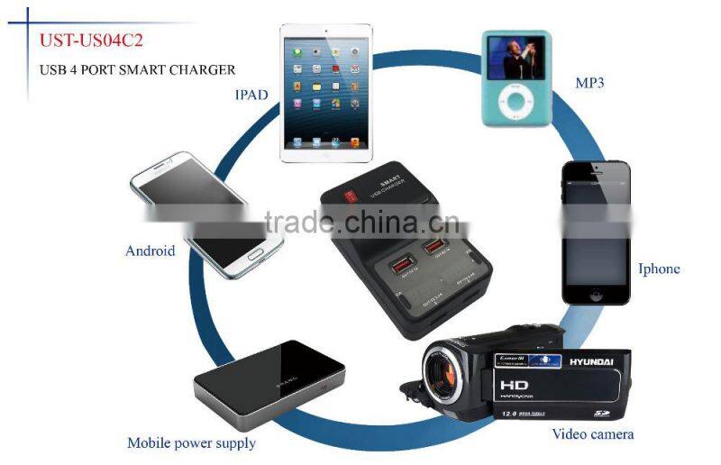 4 usb Travel charger smart charger wall travel charger usb charging port power adapter
