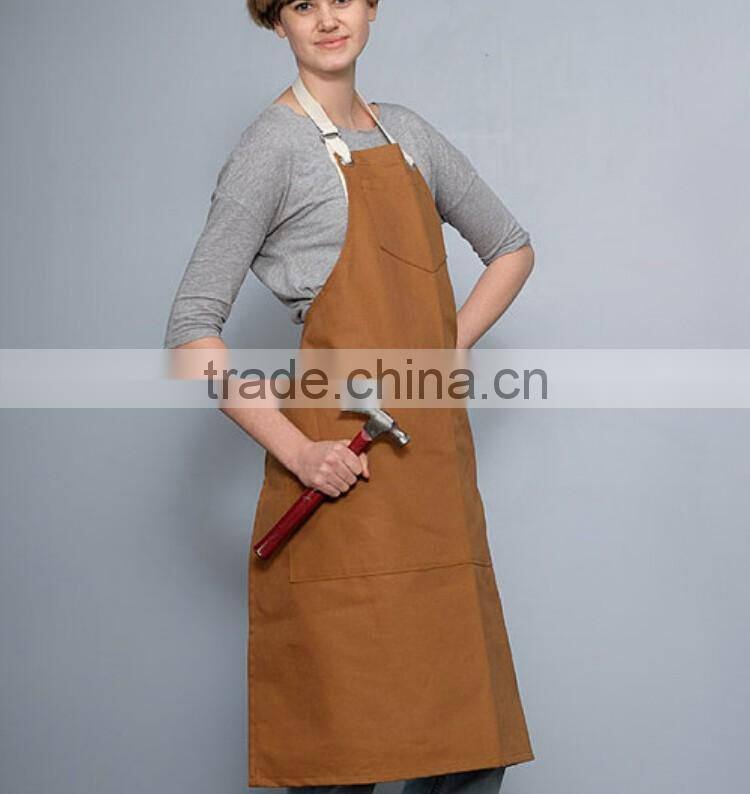 cheap wholesale canvas coffee shop apron with cotton webbing straps