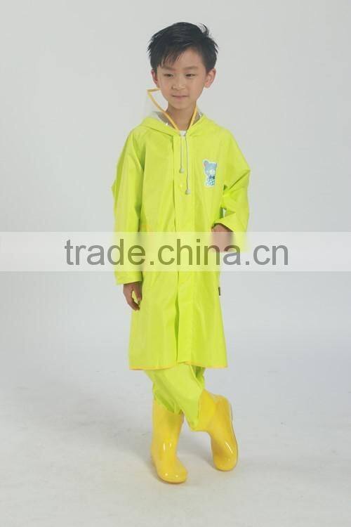 school kids use school bag raincoat