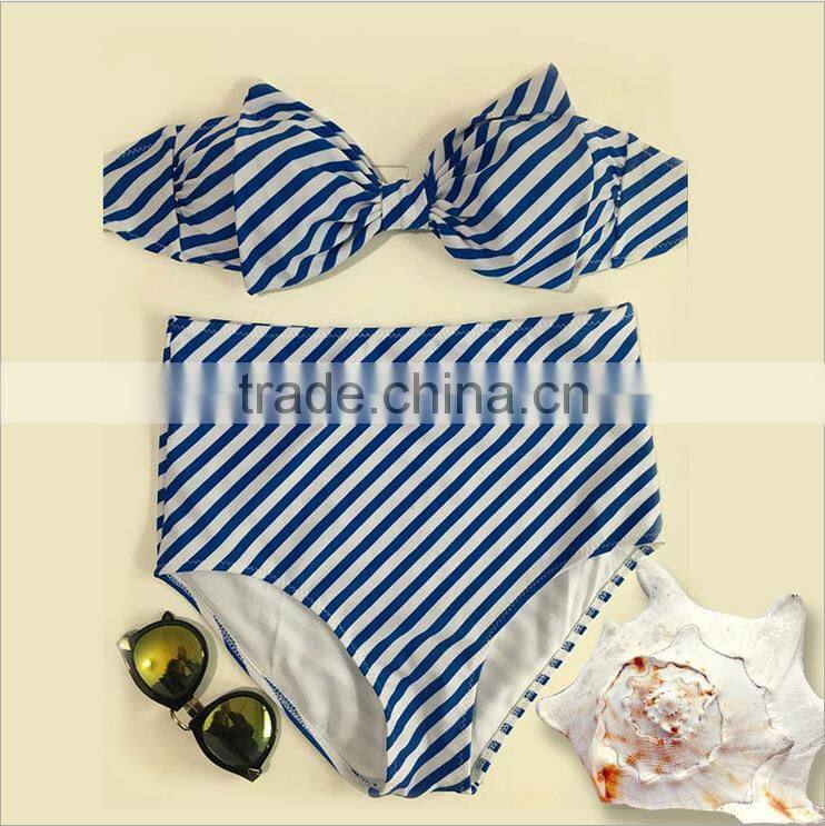 2 PCS Women Hot Sexy Vintage Push Up High Waist Bikini Set