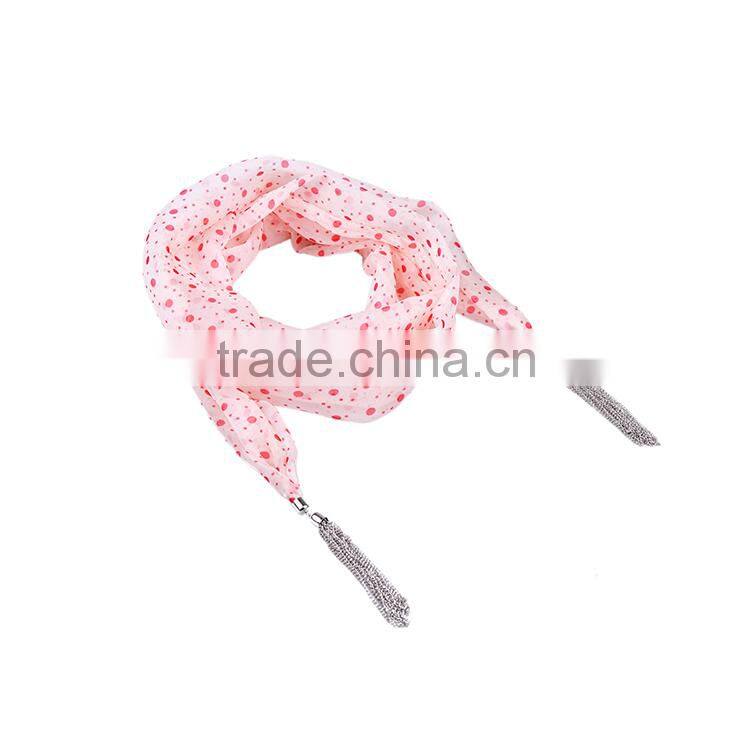 2016 Fashion hot sale cute spot pink color chiffon scarf