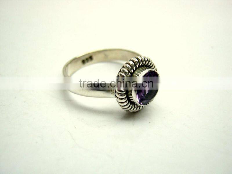 Amethyst & Garnet 925 Sterling Silver Handmade Ring, Gemstone Silver Jewelry, Designer Oxidized Silver Handmade Ring