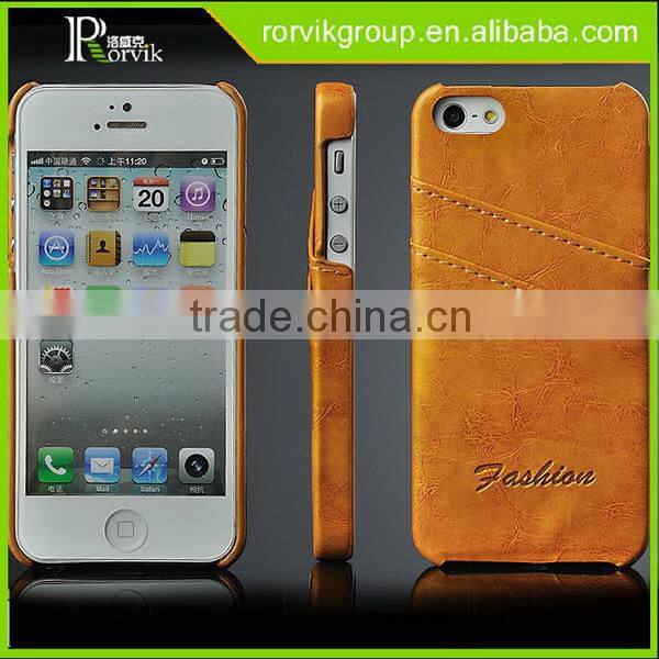 Premium PU Leather Surface Coated Non Slip Slim Fit PC Back Hard Case Cover for iPhone SE 5S 5