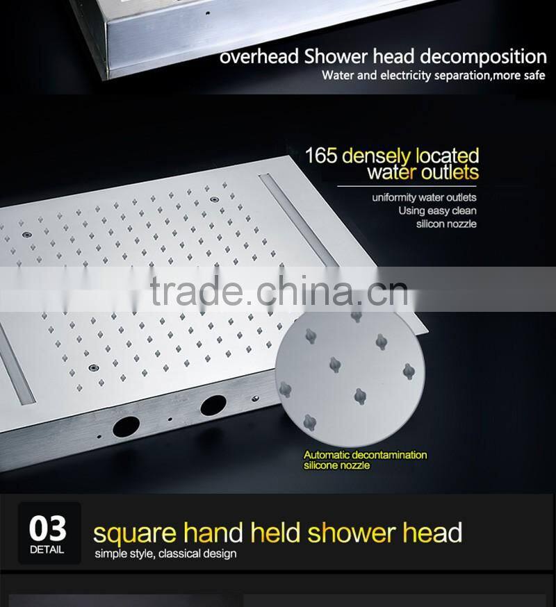 rain spa shower set 360*500mm led light rain shower head embed ceiling color change body spray bathroom shower head set