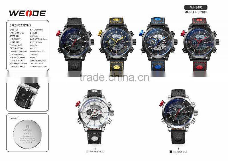 2014 WEIDE Men Watch JAPAN Miyota Quartz Watch Analog&Digital Military Watches,Luxury Brand Casual Watches /WH2306