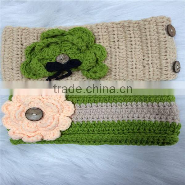 handmade knitted crochet flower heaband, crochet flower headband