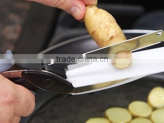 factory wholesales Stainless Steel Clever Cutter 2-in-1 Knife;Chopping Knife Cutting Board Clever Cutter Kitchen Scissor